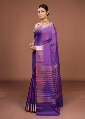 Purple Cotton Saree With Blouse Piece