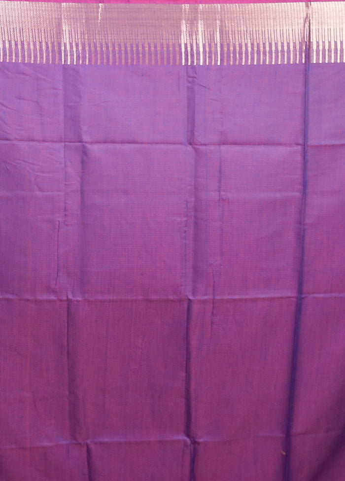 Purple Cotton Saree With Blouse Piece