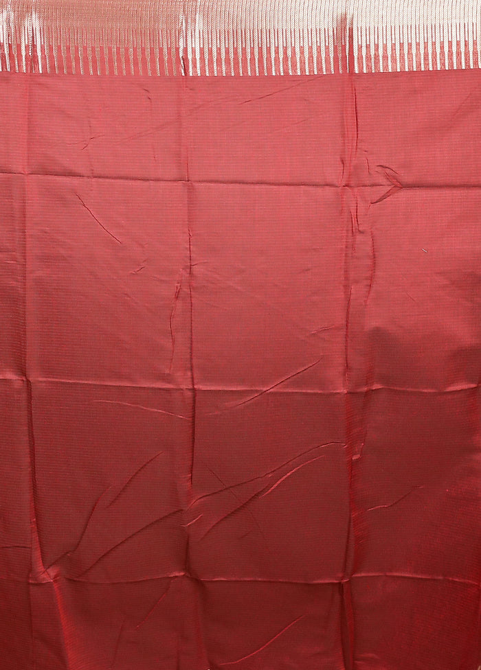 Maroon Cotton Saree With Blouse Piece