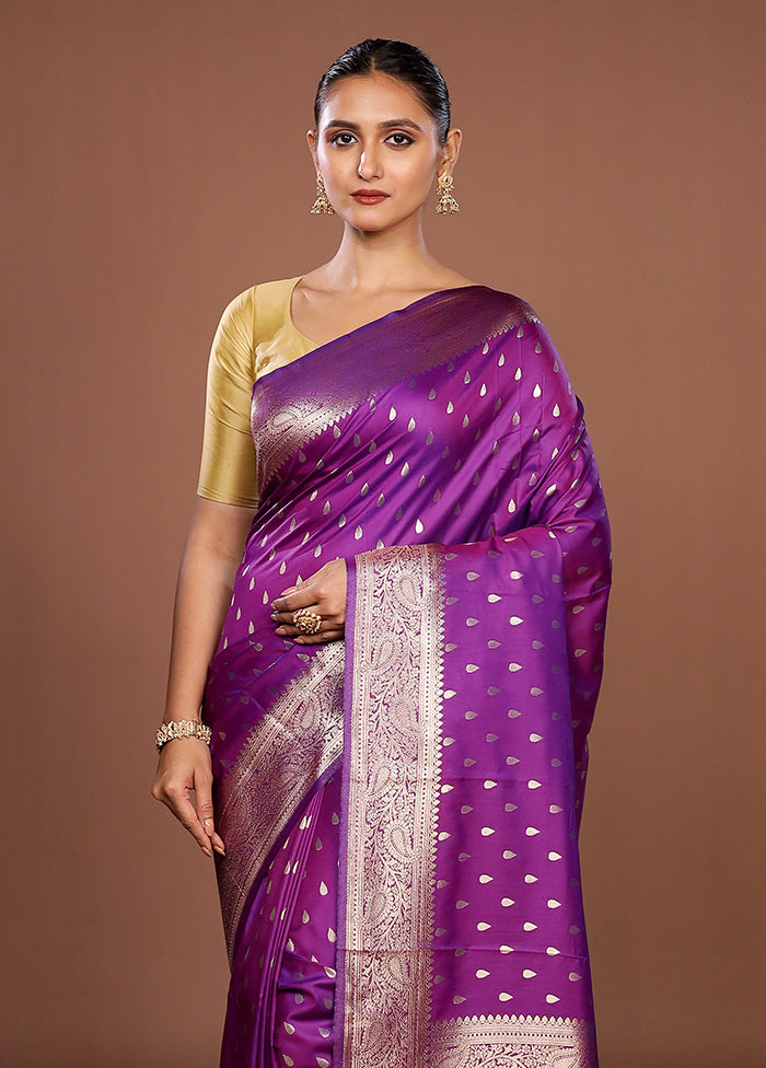 Purple Dupion Silk Saree With Blouse Piece