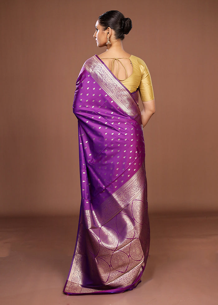 Purple Dupion Silk Saree With Blouse Piece