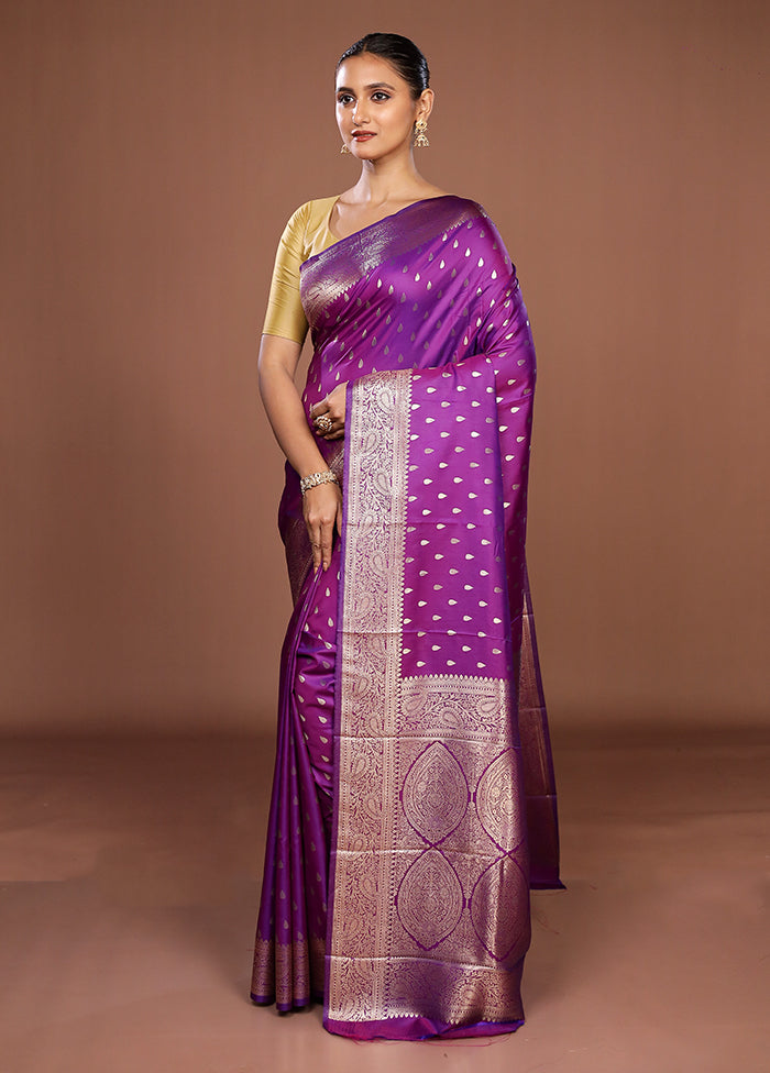 Purple Dupion Silk Saree With Blouse Piece