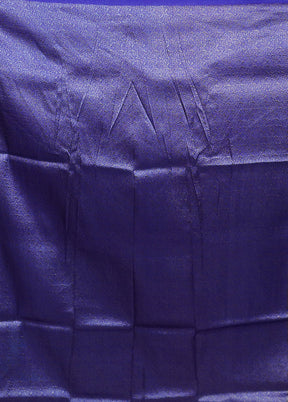 Blue Dupion Silk Saree With Blouse Piece