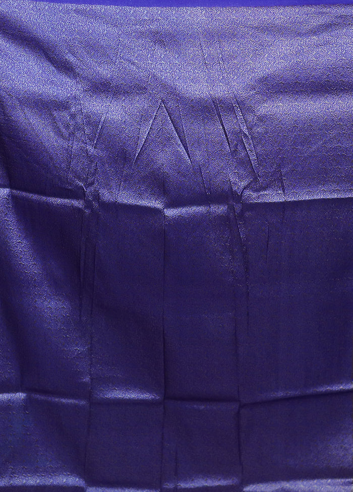 Blue Dupion Silk Saree With Blouse Piece