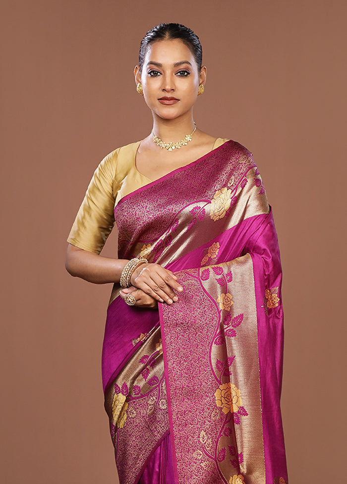 Purple Dupion Silk Saree With Blouse Piece