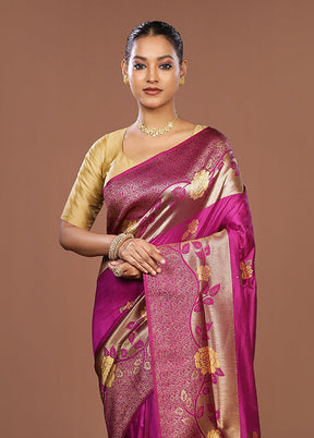 Purple Dupion Silk Saree With Blouse Piece