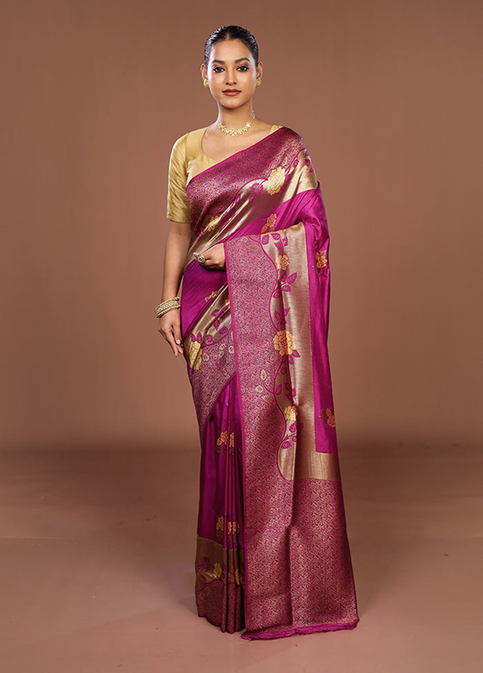 Purple Dupion Silk Saree With Blouse Piece