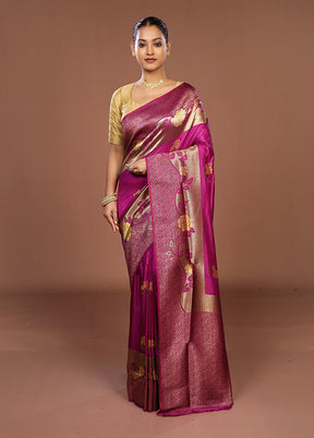 Purple Dupion Silk Saree With Blouse Piece