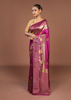 Purple Dupion Silk Saree With Blouse Piece