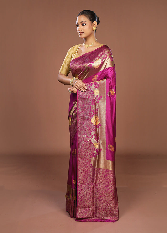 Purple Dupion Silk Saree With Blouse Piece