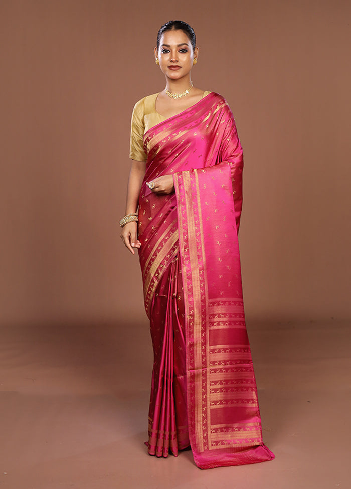 Pink Dupion Silk Saree With Blouse Piece