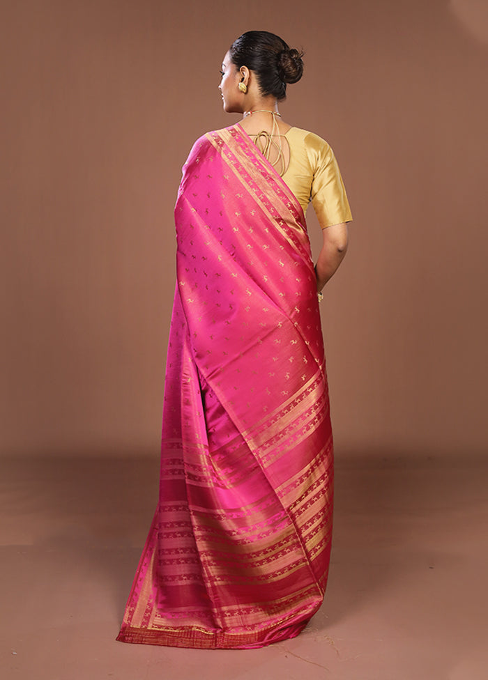 Pink Dupion Silk Saree With Blouse Piece