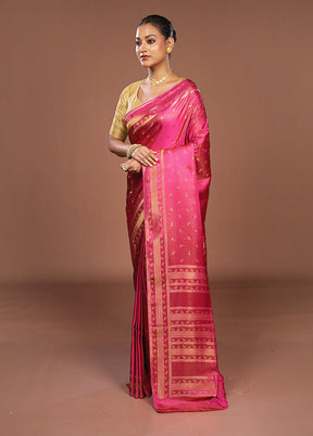 Pink Dupion Silk Saree With Blouse Piece
