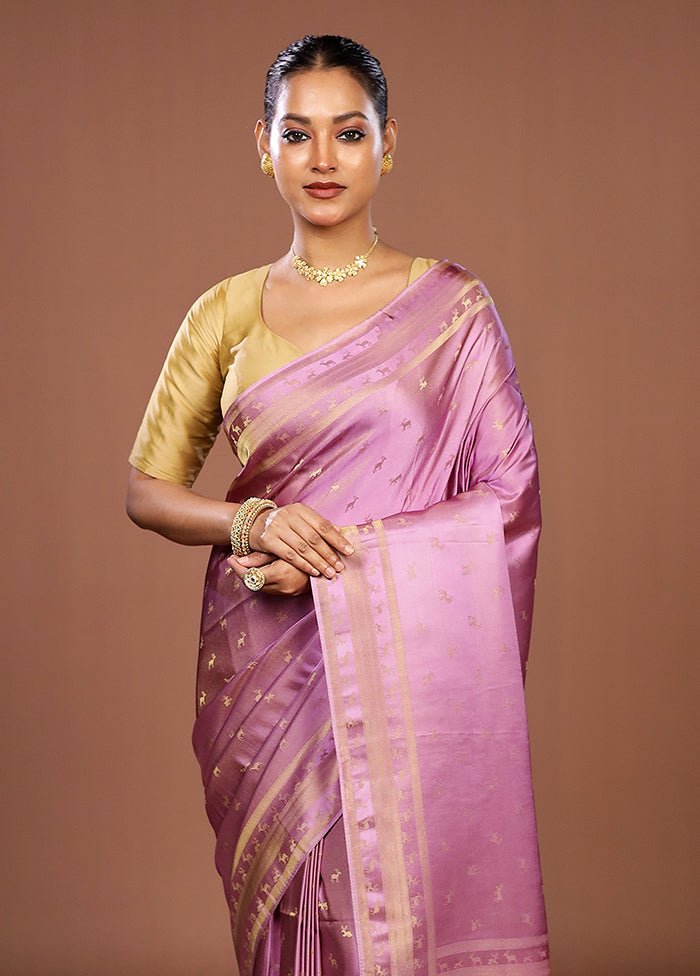 Purple Dupion Silk Saree With Blouse Piece