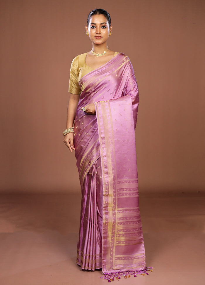 Purple Dupion Silk Saree With Blouse Piece