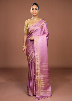 Purple Dupion Silk Saree With Blouse Piece
