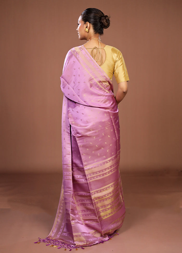 Purple Dupion Silk Saree With Blouse Piece
