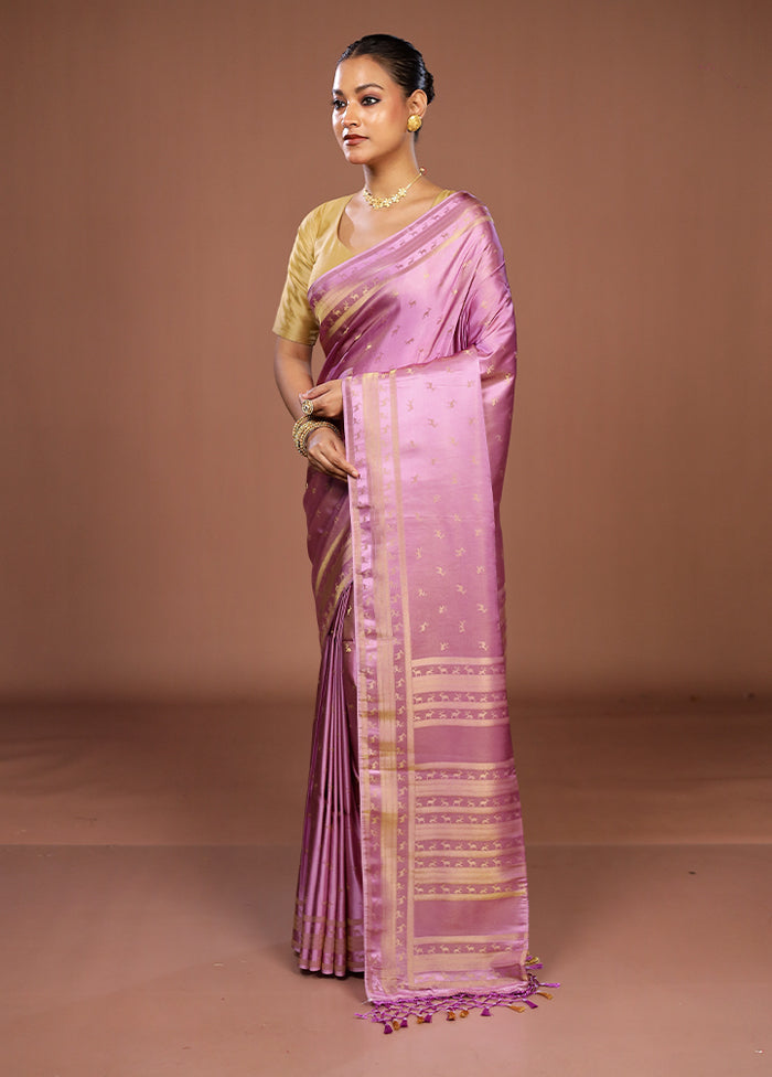 Purple Dupion Silk Saree With Blouse Piece
