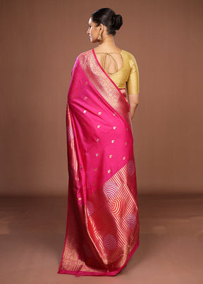 Pink Dupion Silk Saree With Blouse Piece