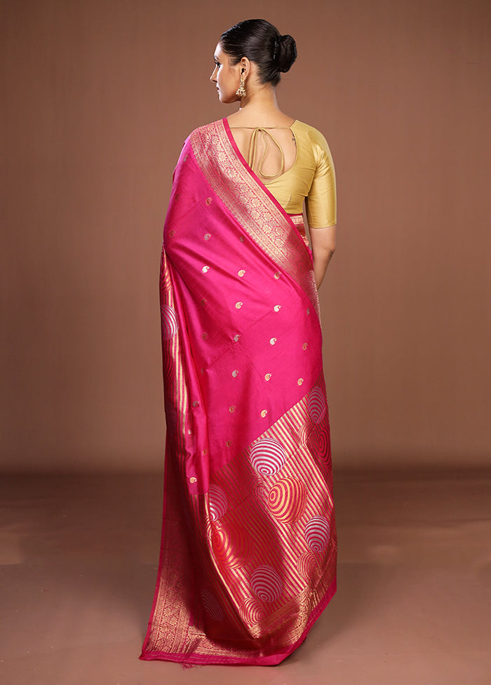 Pink Dupion Silk Saree With Blouse Piece