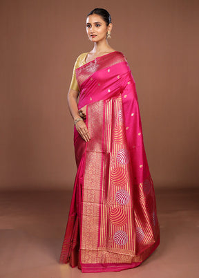 Pink Dupion Silk Saree With Blouse Piece