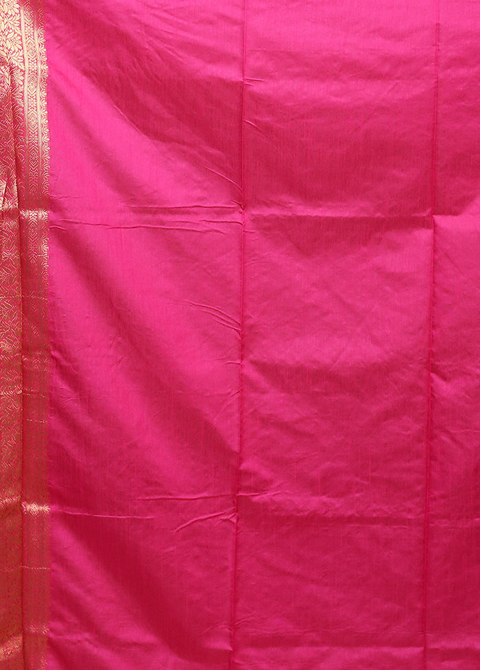 Pink Dupion Silk Saree With Blouse Piece