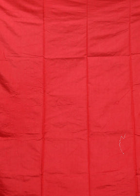 Red Dupion Silk Saree With Blouse Piece