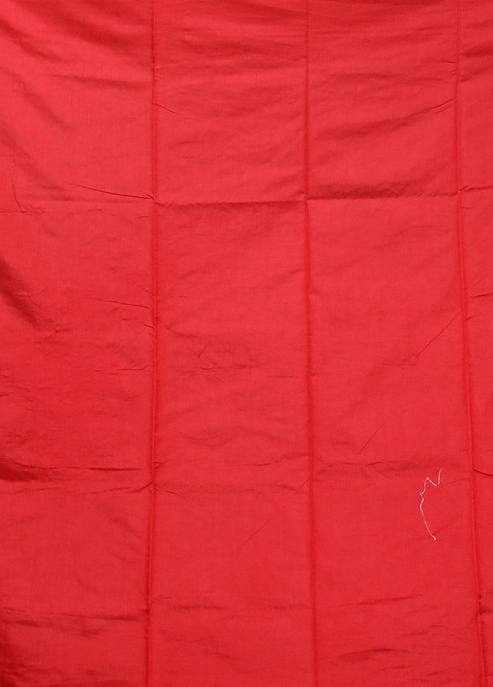 Red Dupion Silk Saree With Blouse Piece