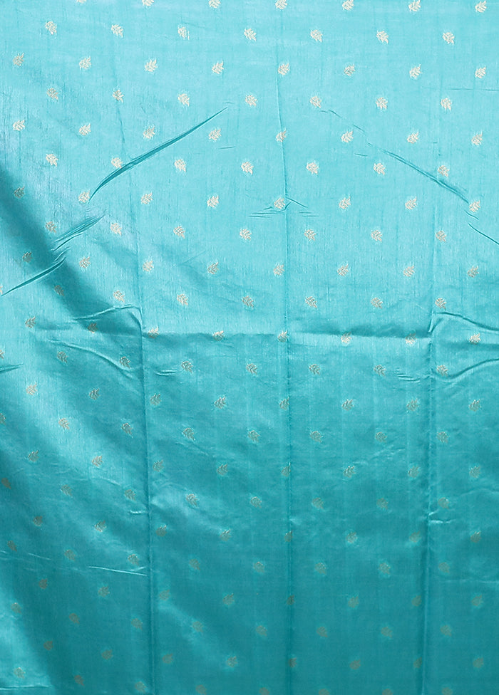 Blue Organza Saree With Blouse Piece