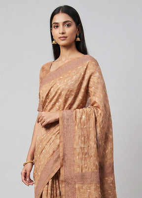 Cream Tussar Silk Saree With Blouse Piece