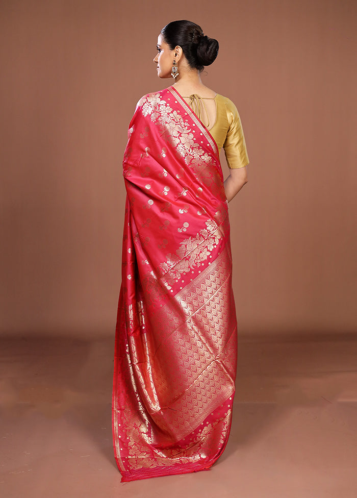 Pink Dupion Silk Saree With Blouse Piece