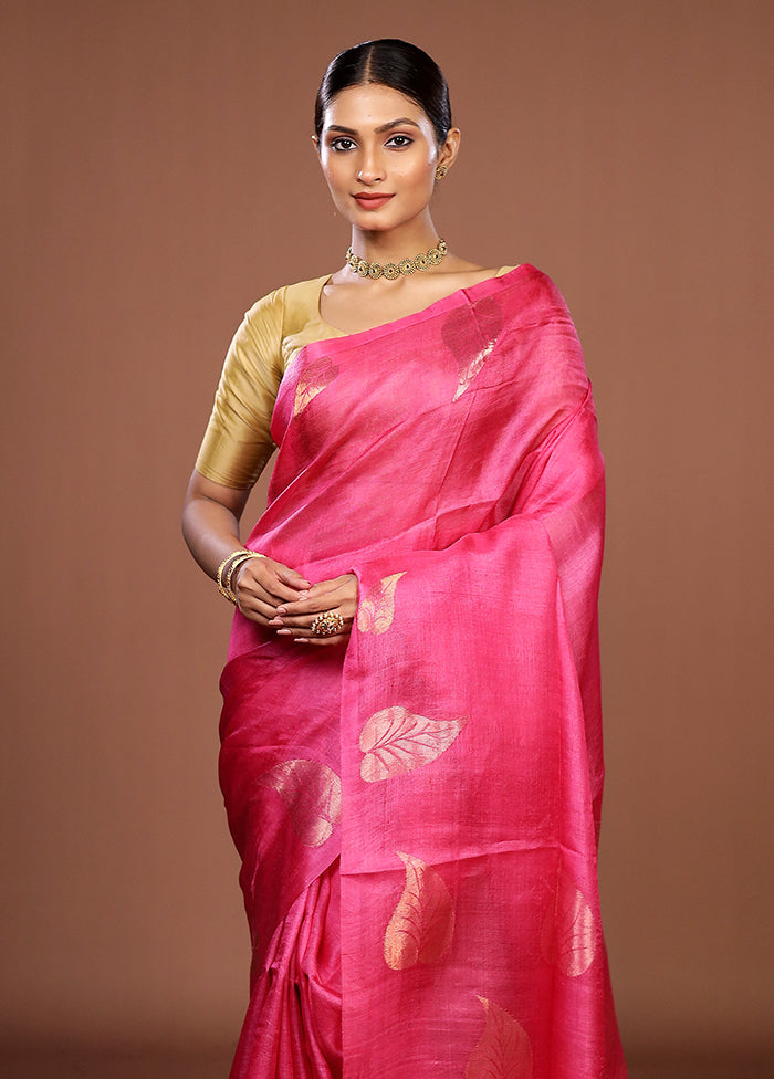 Multicolor Handloom Tussar Pure Silk Saree With Blouse Piece
