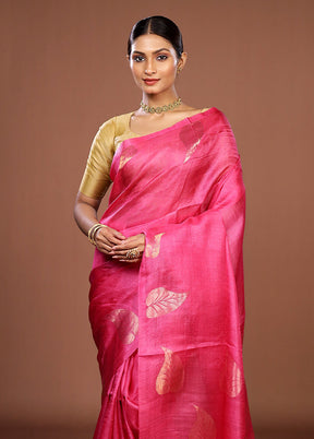 Multicolor Handloom Tussar Pure Silk Saree With Blouse Piece