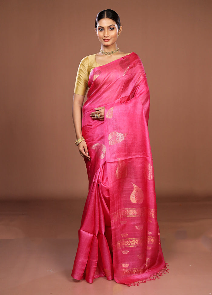 Multicolor Handloom Tussar Pure Silk Saree With Blouse Piece