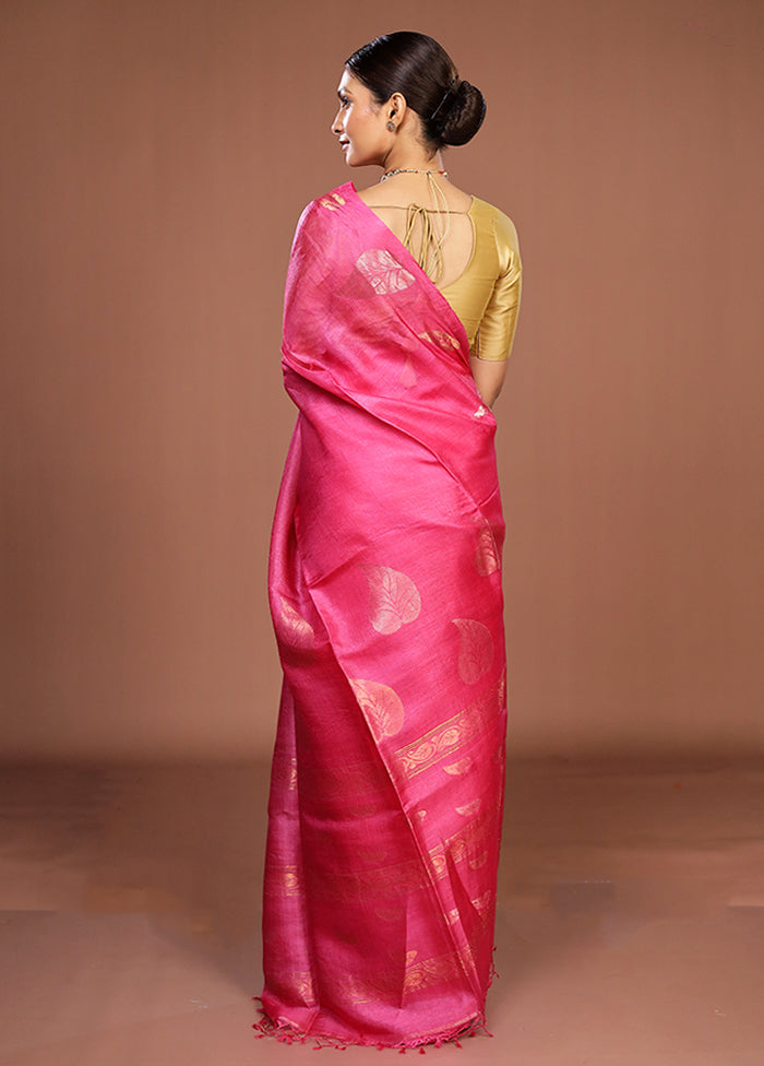 Multicolor Handloom Tussar Pure Silk Saree With Blouse Piece