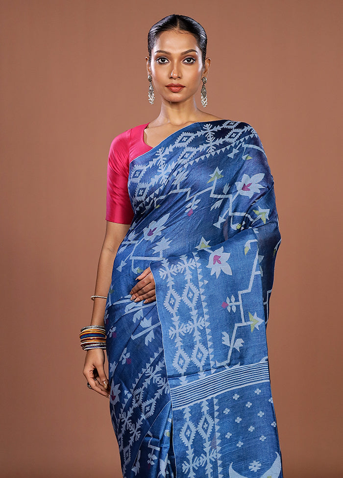 Multicolor Handloom Tussar Pure Silk Saree With Blouse Piece