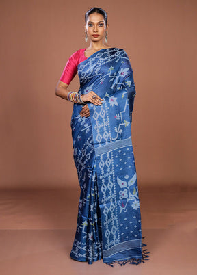 Multicolor Handloom Tussar Pure Silk Saree With Blouse Piece