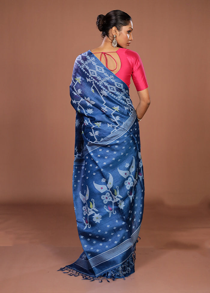 Multicolor Handloom Tussar Pure Silk Saree With Blouse Piece