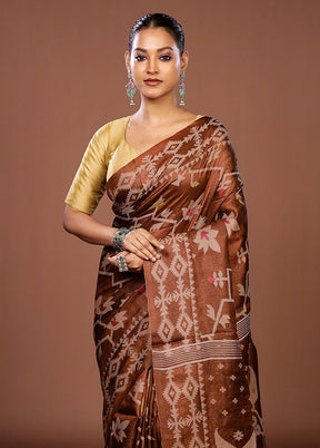 Multicolor Handloom Tussar Pure Silk Saree With Blouse Piece