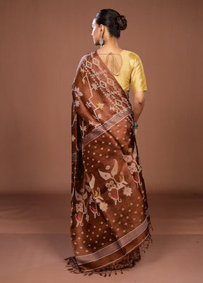 Multicolor Handloom Tussar Pure Silk Saree With Blouse Piece