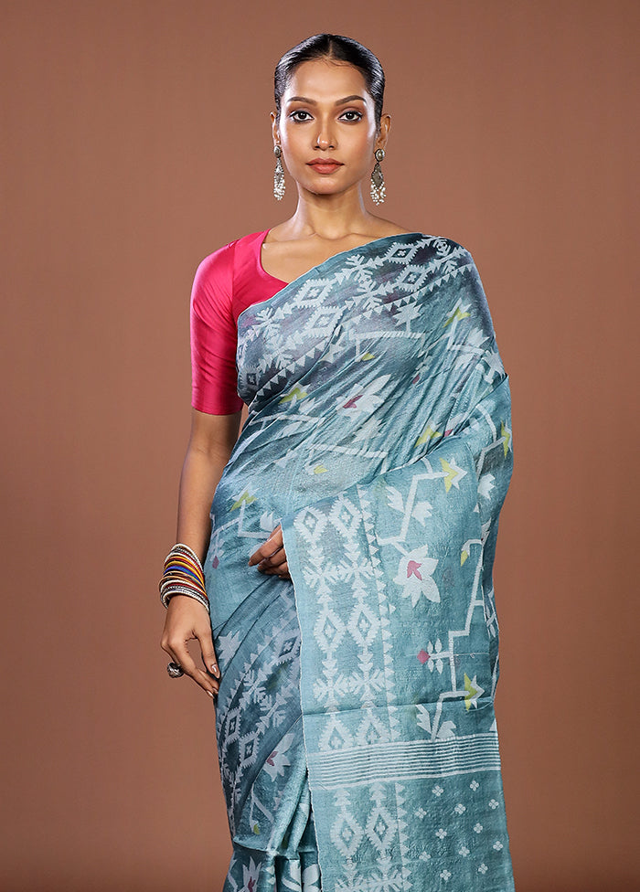 Multicolor Handloom Tussar Pure Silk Saree With Blouse Piece