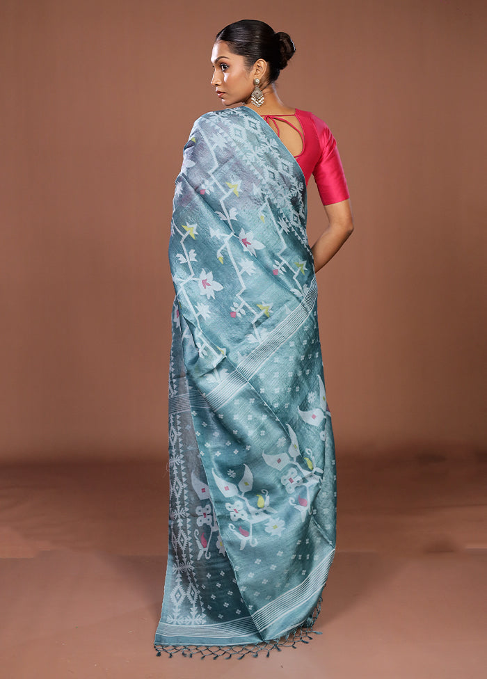 Multicolor Handloom Tussar Pure Silk Saree With Blouse Piece