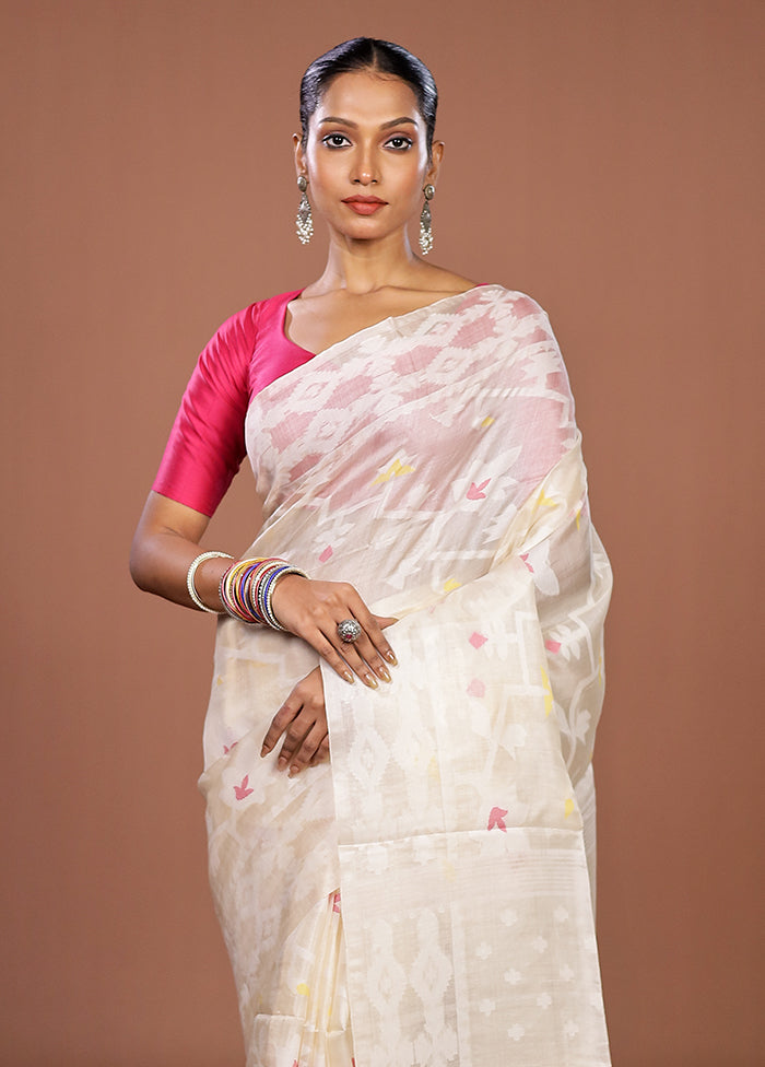 Multicolor Handloom Tussar Pure Silk Saree With Blouse Piece