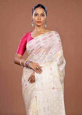 Multicolor Handloom Tussar Pure Silk Saree With Blouse Piece