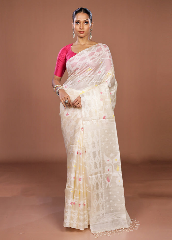 Multicolor Handloom Tussar Pure Silk Saree With Blouse Piece