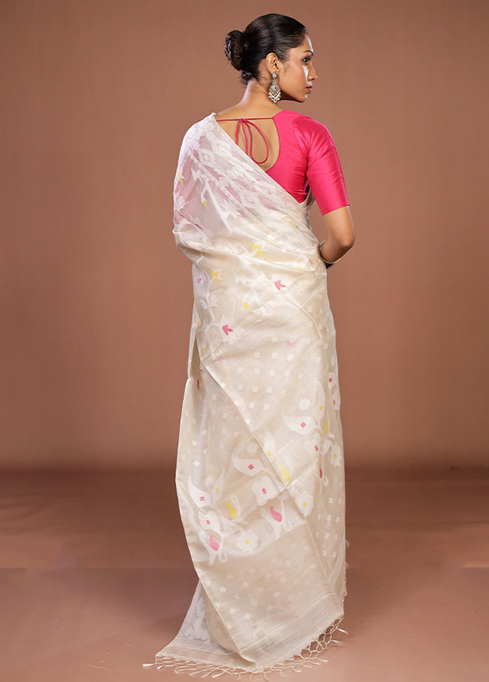 Multicolor Handloom Tussar Pure Silk Saree With Blouse Piece