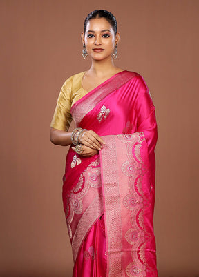 Pink Dupion Silk Saree With Blouse Piece