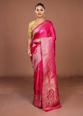 Pink Dupion Silk Saree With Blouse Piece