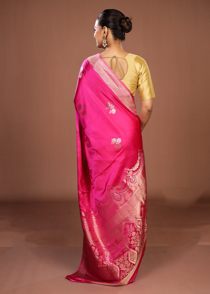 Pink Dupion Silk Saree With Blouse Piece
