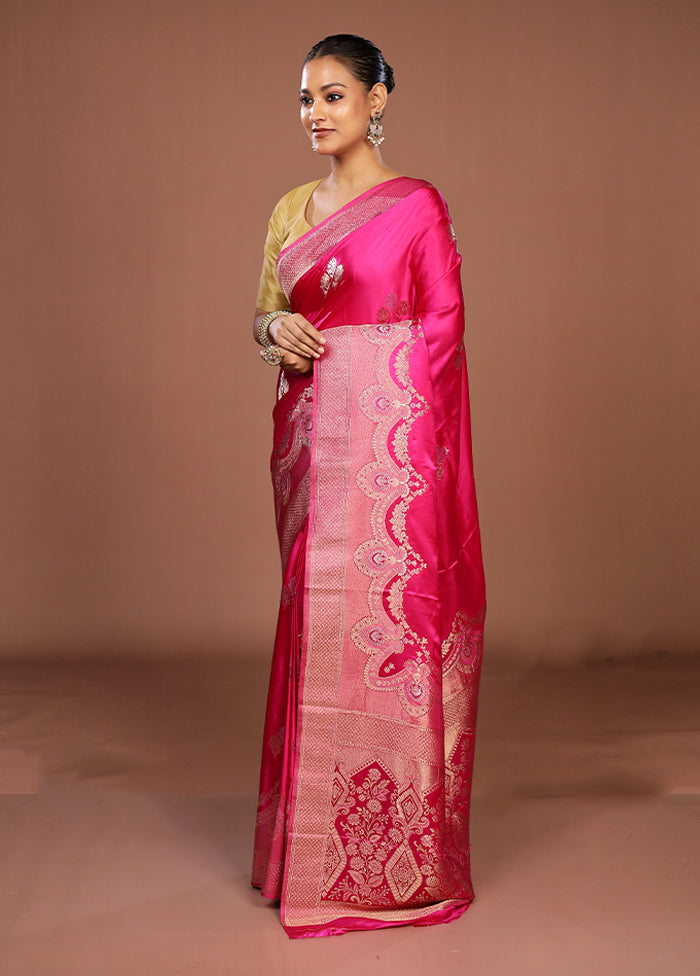 Pink Dupion Silk Saree With Blouse Piece